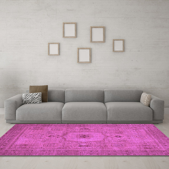 Machine Washable Abstract Purple Modern Area Rugs in a Living Room, wshabs320pur