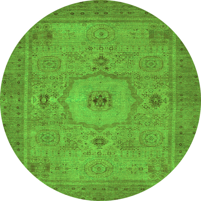 Round Machine Washable Abstract Green Modern Area Rugs, wshabs320grn