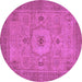 Round Machine Washable Abstract Purple Modern Area Rugs, wshabs320pur