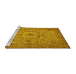 Sideview of Machine Washable Abstract Yellow Modern Rug, wshabs320yw