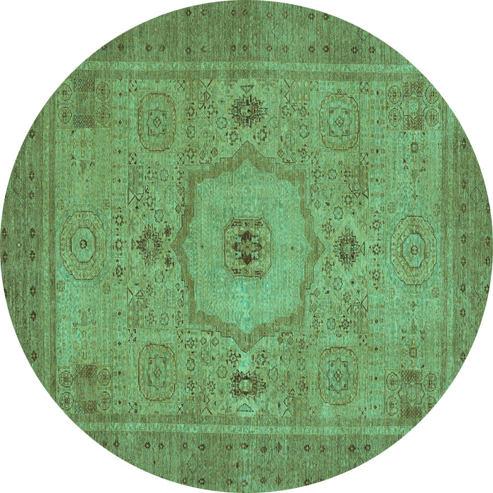 Round Abstract Turquoise Modern Rug, abs320turq