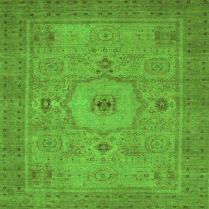 Square Machine Washable Abstract Green Modern Area Rugs, wshabs320grn