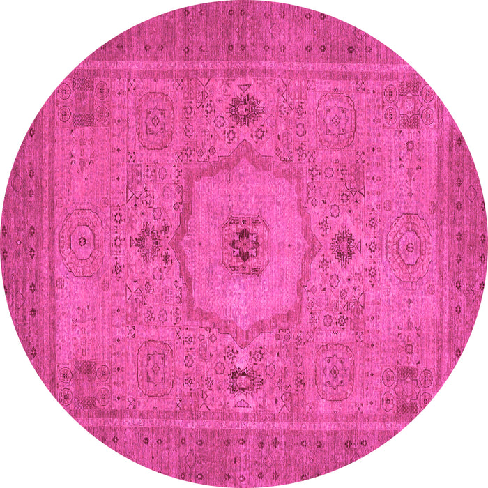 Round Machine Washable Abstract Pink Modern Rug, wshabs320pnk
