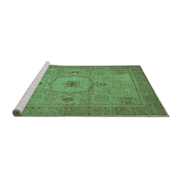 Sideview of Machine Washable Abstract Turquoise Modern Area Rugs, wshabs320turq