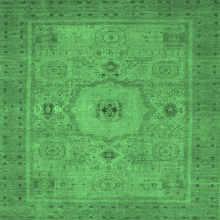 Square Machine Washable Abstract Emerald Green Modern Area Rugs, wshabs320emgrn