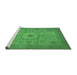 Sideview of Machine Washable Abstract Emerald Green Modern Area Rugs, wshabs320emgrn