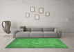 Machine Washable Abstract Emerald Green Modern Area Rugs in a Living Room,, wshabs320emgrn