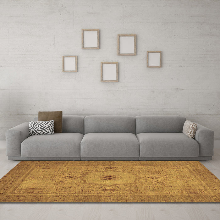 Machine Washable Abstract Brown Modern Rug in a Living Room,, wshabs320brn