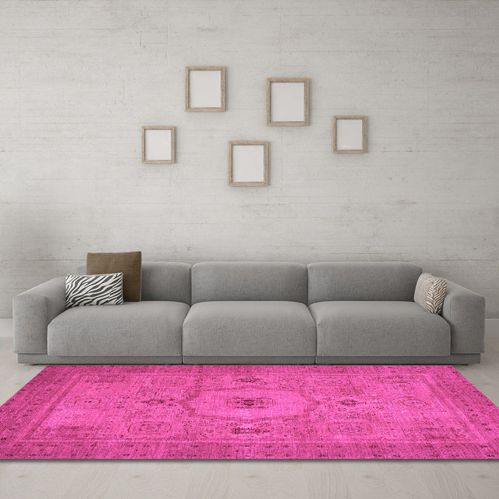 Machine Washable Abstract Pink Modern Rug in a Living Room, wshabs320pnk
