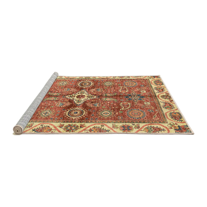 Sideview of Machine Washable Abstract Red Rug, wshabs3210
