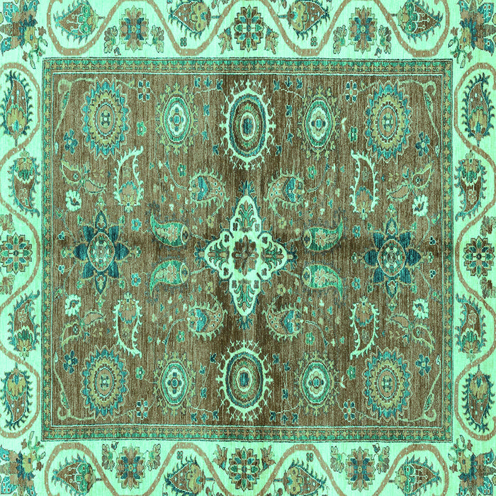 Square Machine Washable Oriental Turquoise Traditional Area Rugs, wshabs3210turq