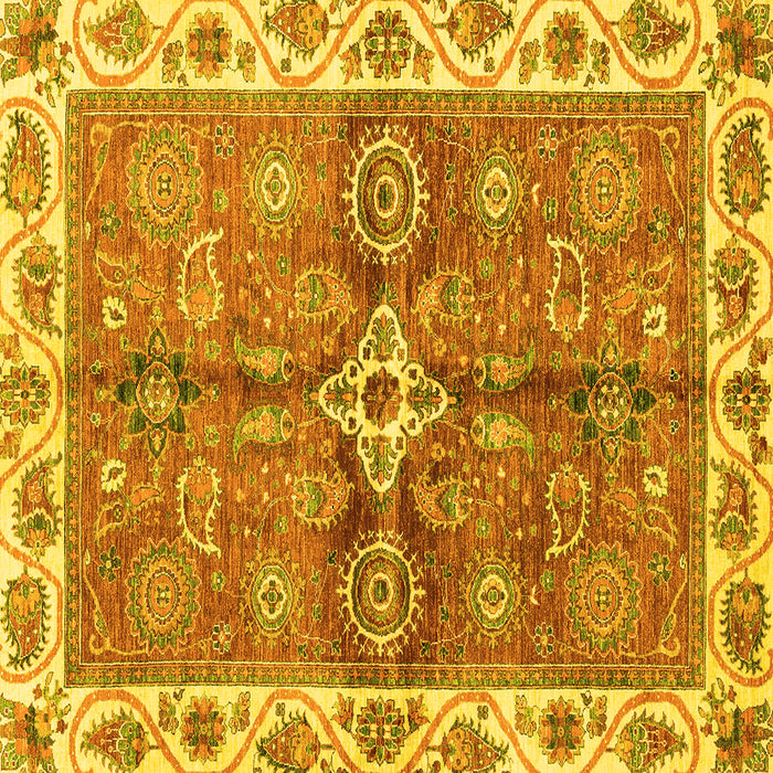 Square Oriental Yellow Traditional Rug, abs3210yw
