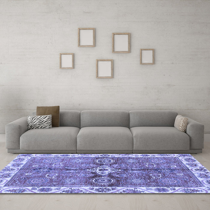 Machine Washable Oriental Blue Traditional Rug in a Living Room, wshabs3210blu