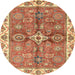 Round Abstract Red Oriental Rug, abs3210