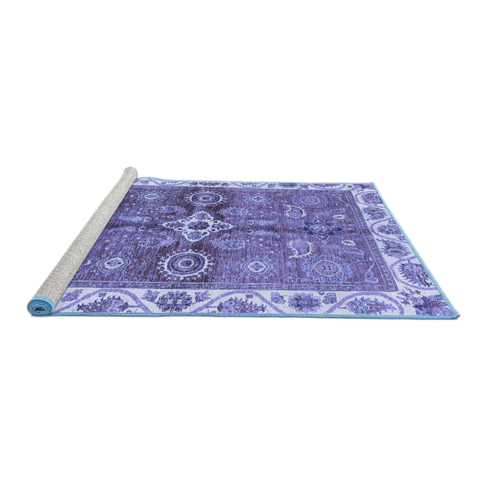 Sideview of Machine Washable Oriental Blue Traditional Rug, wshabs3210blu