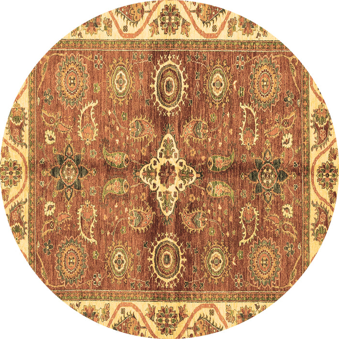 Round Machine Washable Oriental Brown Traditional Rug, wshabs3210brn