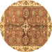 Round Machine Washable Oriental Brown Traditional Rug, wshabs3210brn