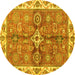 Round Oriental Yellow Traditional Rug, abs3210yw