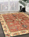 Abstract Red Oriental Rug in Family Room, abs3210