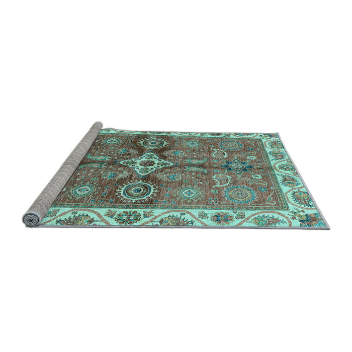 Sideview of Machine Washable Oriental Light Blue Traditional Rug, wshabs3210lblu