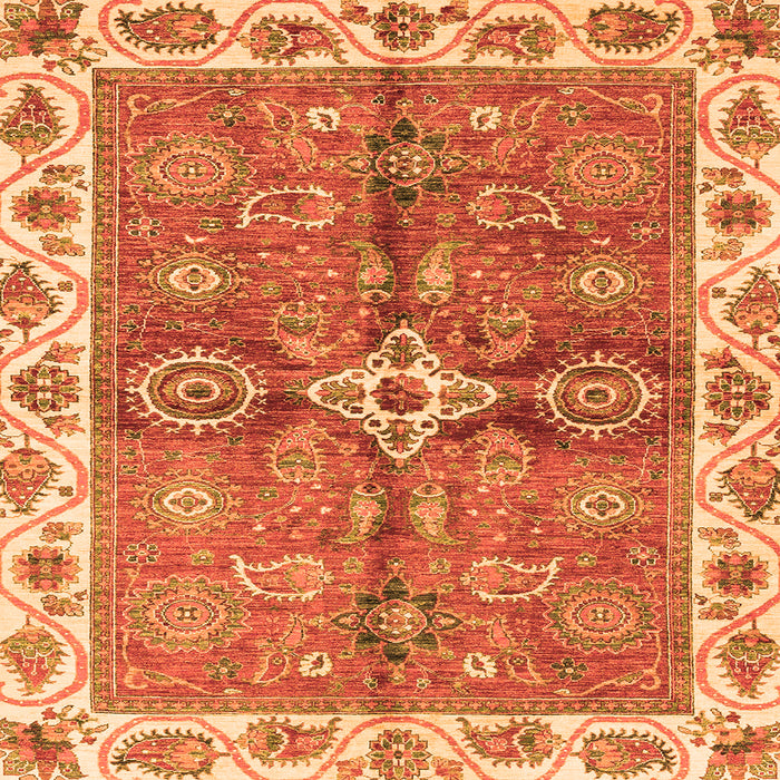 Square Oriental Orange Traditional Rug, abs3210org