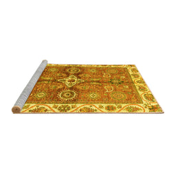 Sideview of Machine Washable Oriental Yellow Traditional Rug, wshabs3210yw