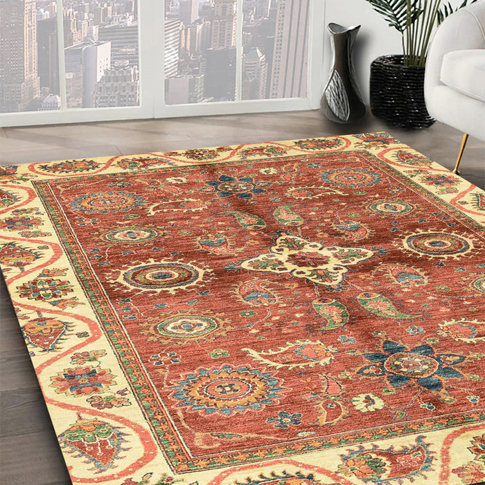Abstract Red Oriental Rug in Family Room, abs3210