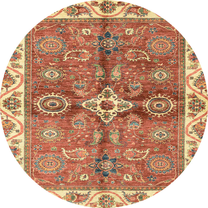 Round Machine Washable Abstract Red Rug, wshabs3210