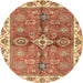Round Machine Washable Abstract Red Rug, wshabs3210