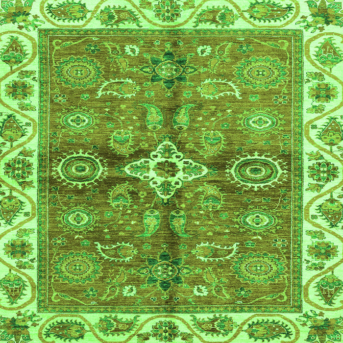 Square Machine Washable Oriental Green Traditional Area Rugs, wshabs3210grn