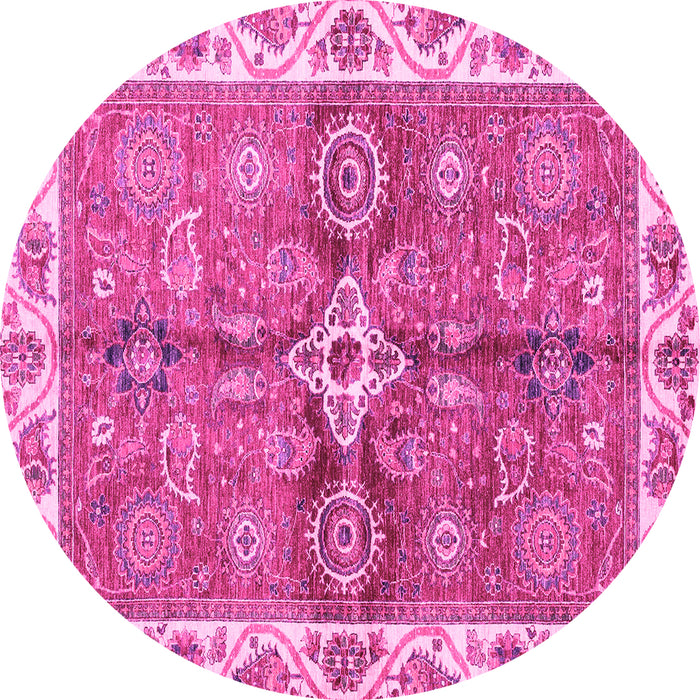 Round Oriental Pink Traditional Rug, abs3210pnk
