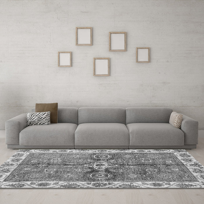 Machine Washable Oriental Gray Traditional Rug in a Living Room,, wshabs3210gry