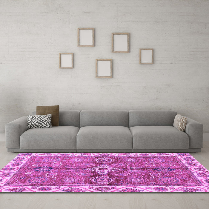 Machine Washable Oriental Purple Traditional Area Rugs in a Living Room, wshabs3210pur