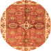 Round Oriental Orange Traditional Rug, abs3210org