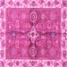 Square Machine Washable Oriental Pink Traditional Rug, wshabs3210pnk