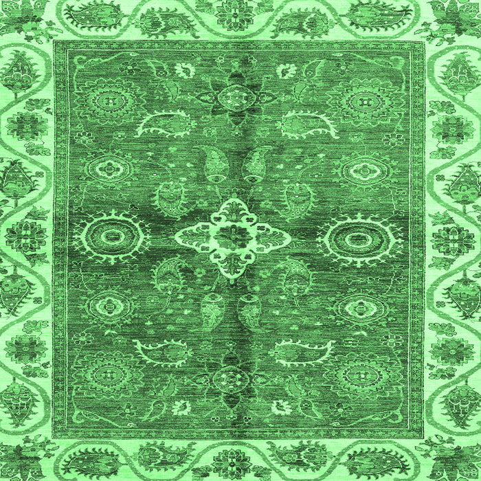 Square Machine Washable Oriental Emerald Green Traditional Area Rugs, wshabs3210emgrn