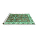 Sideview of Machine Washable Oriental Turquoise Traditional Area Rugs, wshabs3210turq