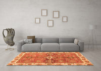 Machine Washable Oriental Orange Traditional Rug, wshabs3210org