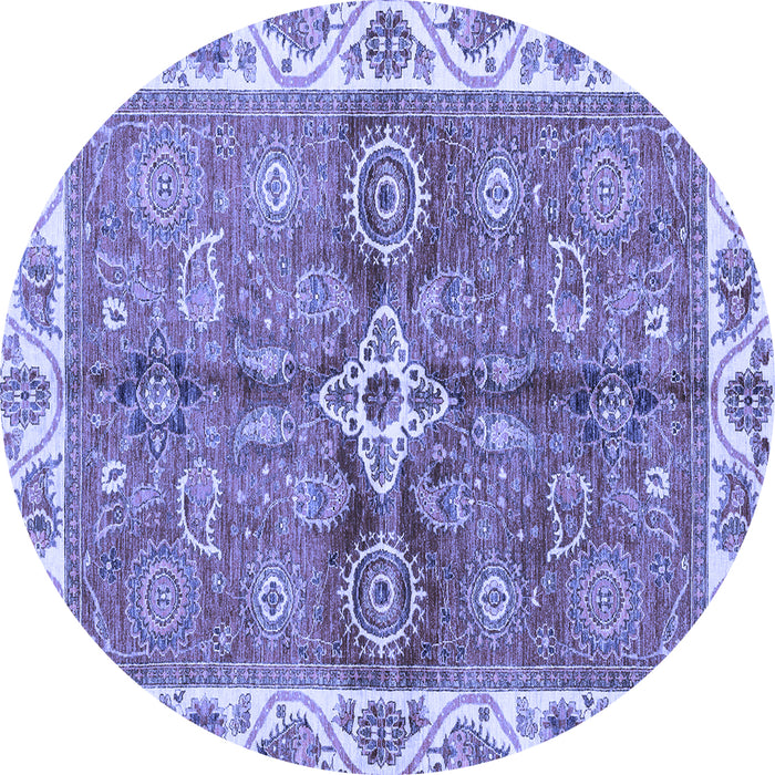 Round Machine Washable Oriental Blue Traditional Rug, wshabs3210blu