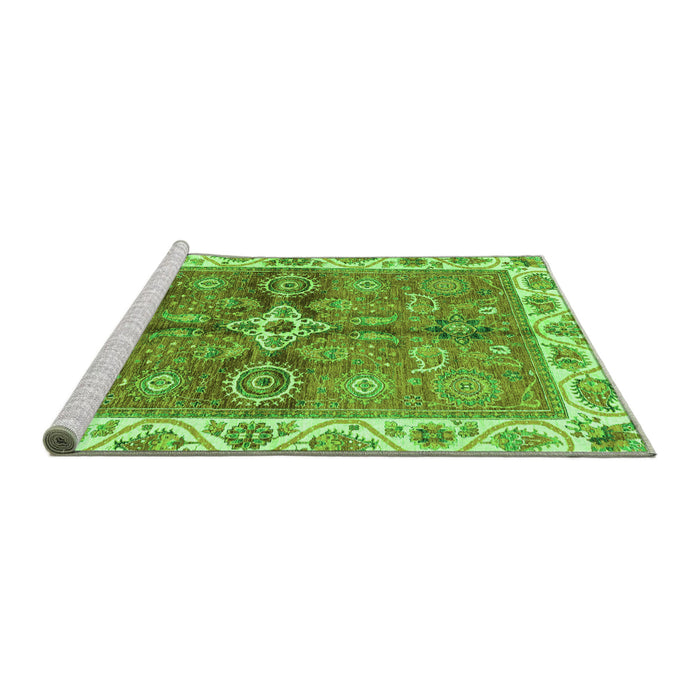 Sideview of Machine Washable Oriental Green Traditional Area Rugs, wshabs3210grn