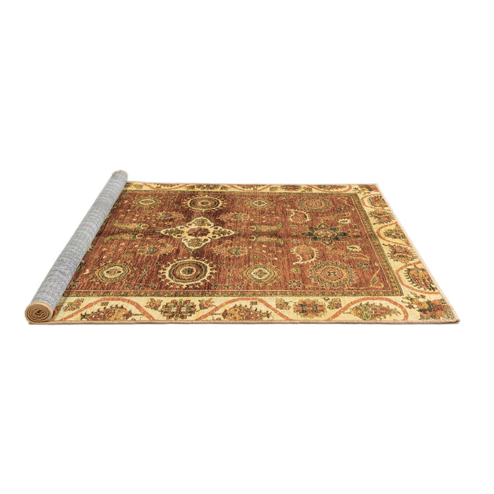 Sideview of Machine Washable Oriental Brown Traditional Rug, wshabs3210brn