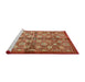 Sideview of Machine Washable Abstract Red Rug, wshabs3211