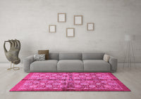 Machine Washable Abstract Pink Modern Rug, wshabs3211pnk