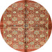 Round Abstract Red Modern Rug, abs3211