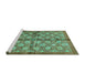 Sideview of Machine Washable Abstract Turquoise Modern Area Rugs, wshabs3211turq