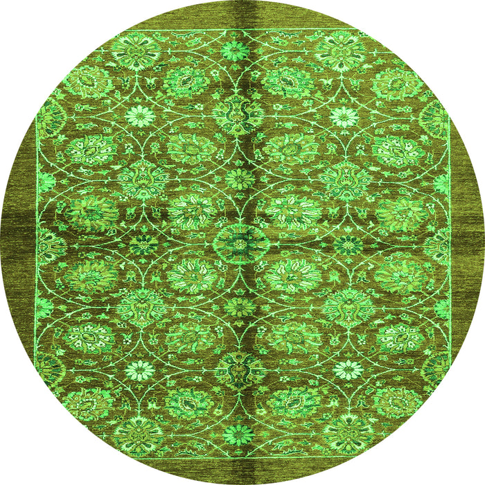 Round Abstract Green Modern Rug, abs3211grn