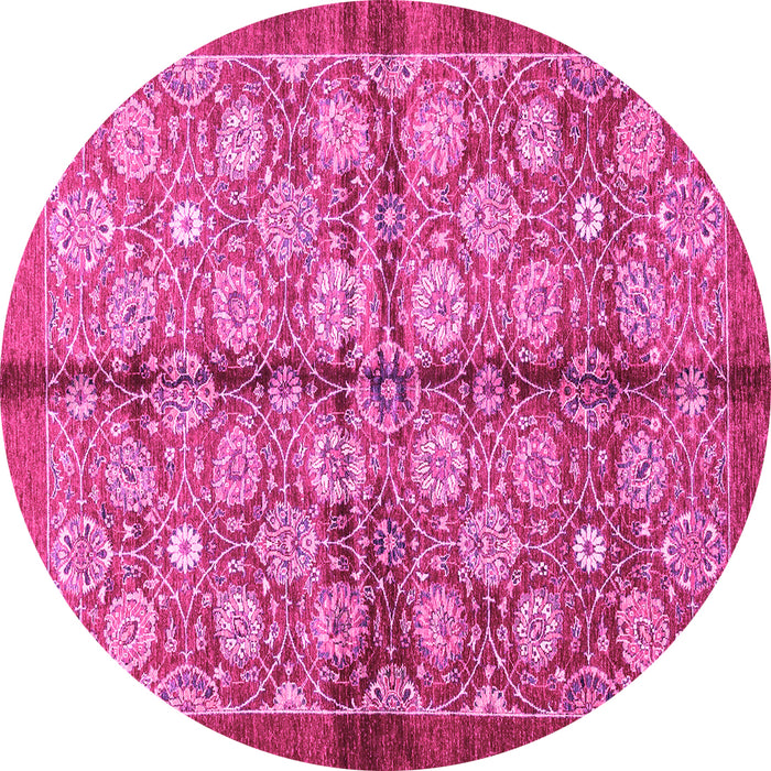 Round Machine Washable Abstract Pink Modern Rug, wshabs3211pnk