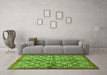 Machine Washable Abstract Green Modern Area Rugs in a Living Room,, wshabs3211grn