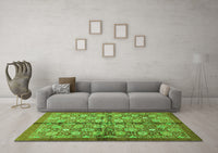 Machine Washable Abstract Green Modern Rug, wshabs3211grn