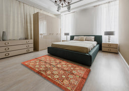 Abstract Red Modern Rug in a Bedroom, abs3211